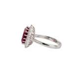 White gold ring with synthetic ruby and diamonds. Diamonds 21th century - photo 4