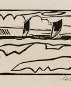 Woodcut. Karl Schmidt-Rottluff. Boote auf See