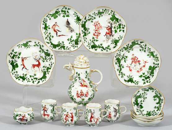 Mokkateilservice mit Dekor "Jägerlatein" von Meissen - фото 1 Mokkateilservice mit Dekor "Jägerlatein" von Meissen - фото 1