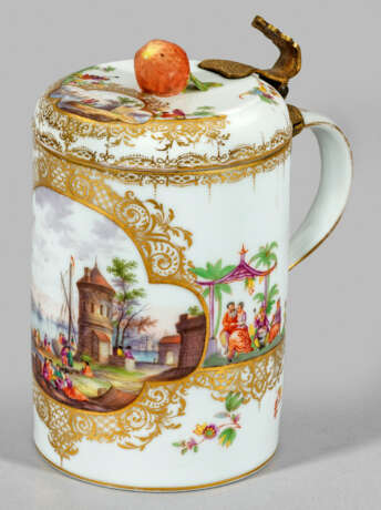 Prächtiger Meissen Walzenkrug mit Kauffahrteiszene - photo 1