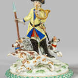 Jäger mit Jagdhorn und Hunden - photo 1