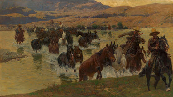 ROUBAUD, FRANTS (1856–1928). Mexican Riders Crossing a River - photo 1