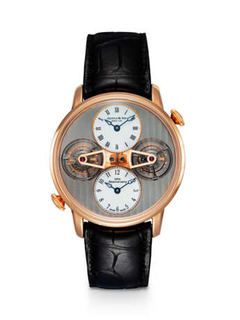 ARNOLD & SON, 'DTE DOUBLE TOURBILLON ESCAPEMENT' REF. 38.3.1.01, A FINE LIMITED EDITION PINKGOLD MANUAL-WINDING WRISTWATCH, - фото 1