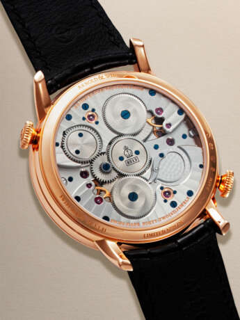 ARNOLD & SON, 'DTE DOUBLE TOURBILLON ESCAPEMENT' REF. 38.3.1.01, A FINE LIMITED EDITION PINKGOLD MANUAL-WINDING WRISTWATCH, - фото 3