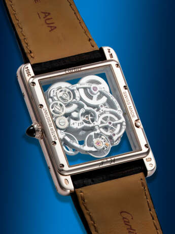 CARTIER, TANK LOUIS REF. W5310012, AN ELEGANT WHITE GOLD MANUAL-WINDING SKELETONIZED WRISTWATCH - photo 3