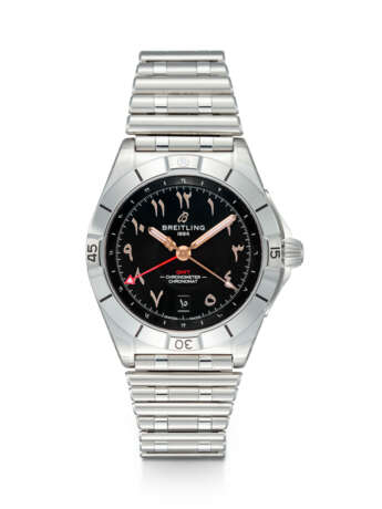 BREITLING, CHRONOMAT GMT 40 REF. A32398, A SPECIAL EDITION STAINLESS STEEL AUTOMATIC DUAL TIME WRISTWATCH WITH HINDU-ARABIC NUMERALS - photo 1