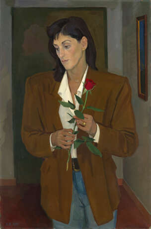 ZHILINSKY, DMITRY (1927–2015). Portrait of Carmina with a Rose - Foto 1