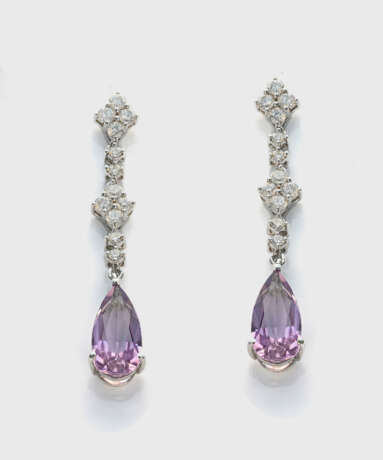 Paar elegante Amethyst-Brillant-Pendeloques - photo 1