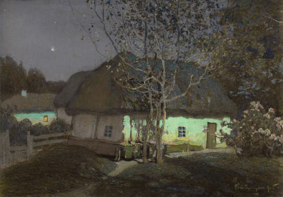 SVETLITSKY, GRIGORY (1872–1948). Ukrainian Village by Moonlight - фото 1