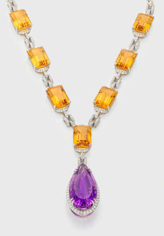 Repräsentatives Citrin-Amethyst-Diamant-Collier - photo 1