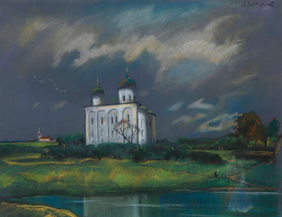 GLAZUNOV, ILYA (1930–2017). St George's Cathedral of the Yuriev Monastery near Novgorod - Foto 1