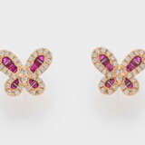 Paar charmante "Butterfly"-Brillant-Rubin-Ohrringe - photo 1