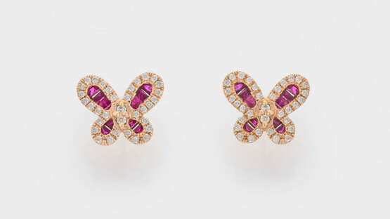 Paar charmante "Butterfly"-Brillant-Rubin-Ohrringe - photo 1