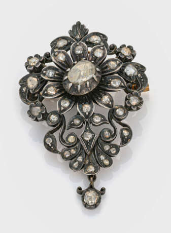 Belle Epoque Diamant-Blütenbrosche, um 1900 - Foto 1