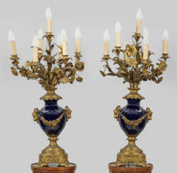 Paar große Napoleon III-Tischlampen