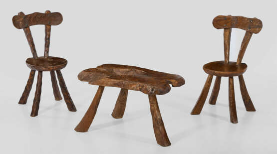 Paar Stühle und Beistelltisch in der Art von Alexandre Noll - photo 1
