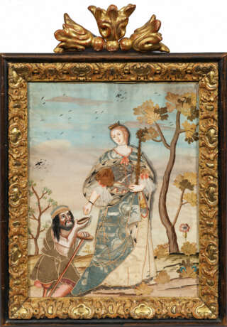 Barock-Fetzenbild mit Allegorie der Mildtätigkeit - photo 1