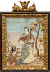 Barock-Fetzenbild mit Allegorie der Mildtätigkeit
