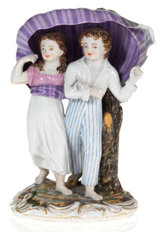A Porcelain Composition of a Young Couple Sheltering from a Storm - фото 1