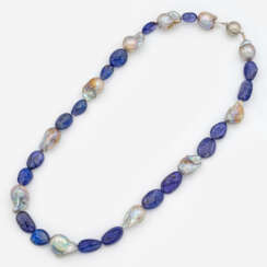 Extravagantes Tansanit-Südsee-Perl-Collier