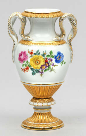 Kleine Schlangenhenkelvase mit Blumendekor - Foto 1