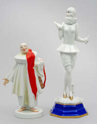 Zwei Figuren "Liebesschwur" und Revuegirl "Yvonne".