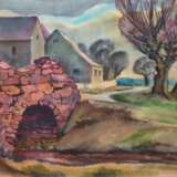 Hitzer, Werner (1918 Berlin-2005 Dresden) "Dorfansicht mit Kopfweiden und Bachlauf", Aquarell, sign. u.l., 36,5x51 cm, ungerahmt - фото 1