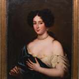 "Porträt von Maria Mancini-Mätresse des französischen Königs Ludwig XIV", Öl/ Lw., unsign. rückseitig auf Lw. bez., "Albrecht, H. cop., craqueliert, 77x62 cm, Rahmen - photo 1