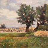 Facklam, Wilhelm (1893 Upahl-1972 Winkelhaid) "Zur Erntezeit", Öl/ Lw., sign. u.l. und dat. ´23, verso. betitelt, 44x62 cm, Rahmen (ging als Schüler Franz Bunkes nach Schwaan und studierte von 1921-1923… - photo 1