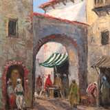 "Orientalische Straßenszene", Öl/ Lw., undeutl. sign. u.r., 60x50,5 cm, Rahmen - фото 1