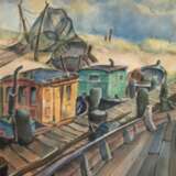 Hitzer, Werner (1918 Berlin-2005 Dresden) "Fischerboote am Anleger-Fischerdorf Gager auf der Halbinsel Mönchgut Rügen", Aquarell, sign. u.l., 51x38,5 cm, ungerahmt - photo 1