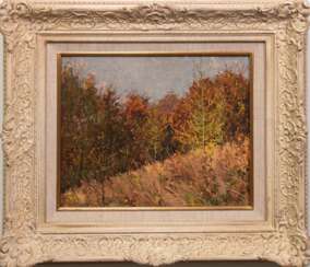 Koepke, Robert (1893 Bremen-1968 St. Jürgen/Worpswede) &quot;Herbstliche Waldlandschaft&quot;, Öl/ Platte, sign. u.r., rückseitig WVZ-Nr. 165, 31x39 cm, Rahmen (studierte an der Kunstgewerbeschule Bremen, gehörte zum Umk…