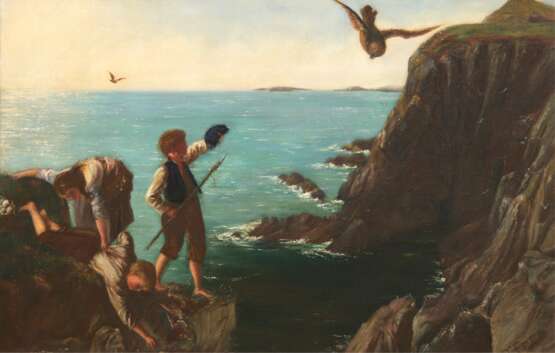 Faed, Thomas (1826 Gatehouse of Fleet/Schottland-1900 London) "Fischerjunge an der Küste", Öl/Lw., sign. u.r., 51x76 cm, Rahmen - photo 1