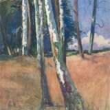 Preussner, Else (1889-1954) "Birken", Mischtechnik, unsign., 45,5x34 cm, im Passepartout hinter Glas und Rahmen (Sie war eine deutsche Malerin und Grafikerin) - Foto 1