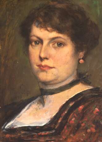 Leeke, Ferdinand (1859-1937) "Damenporträt", Öl/ Sperrholz, sign. mittig links und dat. 1916, 31,5x21 cm, Rahmen - photo 1
