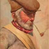 Renillo, G. "Italienischer Fischer mit Pfeife", Öl/Lw., sign. u.l., rückseitig auf Keilrahmen bez., 17x29,5 cm, Rahmen - photo 1