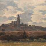 Landschaftsmaler (1. Hälfte 20. Jh.) "Dorf mit Bergkirche", Öl/Lw., unsign., 36x47,5 cm, ungerahmt - photo 1