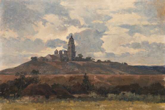 Landschaftsmaler (1. Hälfte 20. Jh.) "Dorf mit Bergkirche", Öl/Lw., unsign., 36x47,5 cm, ungerahmt - photo 1