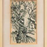 "Abstrakt", Zeichnung, undeutlich sign. und dat. April 1969, verso. Widmung, 17,5x10 cm, im Passepartout hinter Glas und Rahmen - photo 2