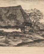 Estampes et gravures. Hoya, Waldemar &quot;Dornenkate auf der Halbinsel Fischland- Ostsee&quot;, Orig. Kaltnadelradierung, signiert und betitelt, 12x23 cm, hinter Glas und Rahmen