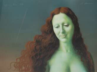 Hausner, Rudolf (1914 Wien-1995 Mödling) &quot;Anne&quot;, Farblitho., 58/ 301, bez. und dat. 1981 o.l., 49x64 cm, im Passepartout hinter Glas und Rahmen (Österreichischer Maler, Grafiker und bedeutender Vertreter der W…