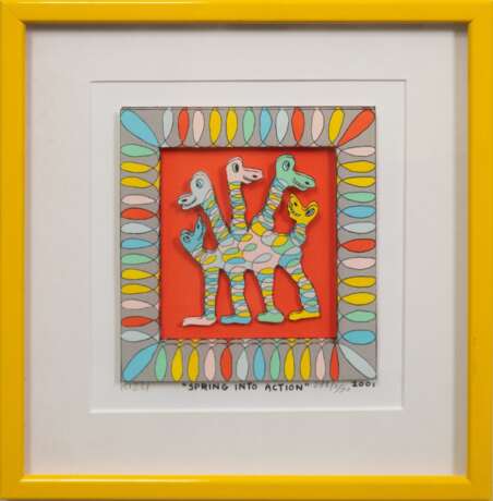 Rizzi, James (1950 New York-2011 ebenda) "Spring into Action", 3-D-Grafik, 298/ 350, sign. und dat. 2001, 15,5x14 cm, Im Passepartout hinter Glas und Rahmen - photo 1