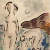 Stoebel, Edgar (1909-2001 Paris) "Badende", kolorierte Litho. auf Büttenpapier, in der Platte sign. u.r., 57x47 cm, hinter Glas und Rahmen - photo 1