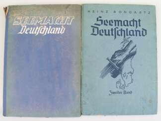 2 Bücher &amp;quot;Seemacht Deutschland&amp;quot;, von Heinz Bongartz, 1. und 2. Band, Essener Verlagsanstalt G.m.b.H./Essen, jeweils mit zahlreichen Abbildungen und Karten, Einbände mit groben Gebrauchspuren
