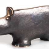 Bronze-Figur "Nilpferd", Reimund Schmelter, Cleve Art-line, braun patiniert, 8x16x3,7 cm - photo 1