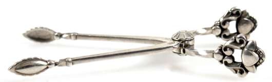Zuckerzange, Georg Jensen, Dänemark, Sterling, Eichelmuster, Gew. 25,3 g, L. 10,3 cm - Foto 1