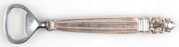Flaschenöffner, Georg Jensen Dänemark, mit Sterling-Griff und Stahl-Öffner, Eichelmuster, Ges.-L. 16 cm - photo 1
