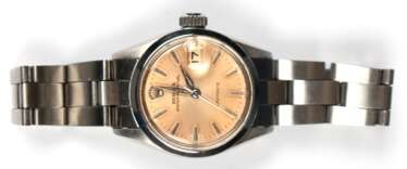 Damenarmbanduhr &amp;quot;Rolex- Ladydate&amp;quot;, Referenz-Nr. 6516, Serien-Nr. 916765, Automatic, Gehäuse und Gliederarmband Stainless Steel, Zifferblatt mit Stabindizes, zentraler Sekunde und Datumsanzeige, min. Geb…