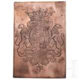 Kupferne Druckplatte mit dem Wappen des Großmeisters Manoel de Vilhena, um 1730 - фото 1