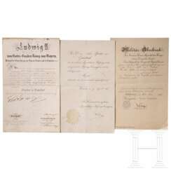 König Ludwig II. von Bayern - Autograph, datiert 19.10.1876, und zwei weitere Urkunden